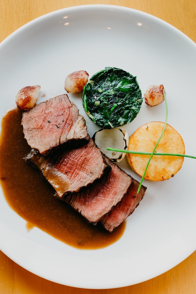 Beef Recipe - Surf and Turf with Beef Roast, Scallops and Spinach