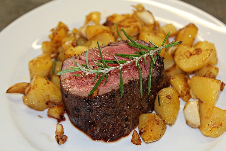 Steak Filet with Rosemary and Roasted Potatoes - Beef Recipe